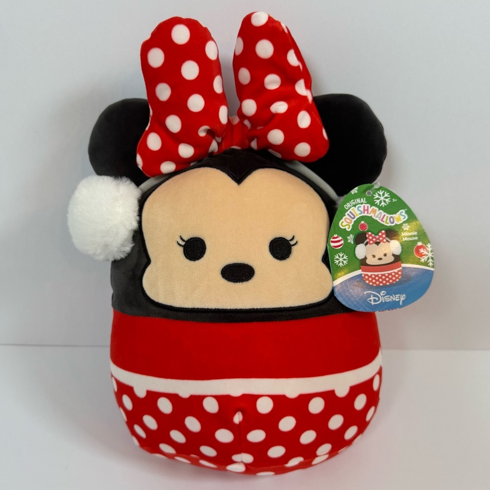 Disney Squishmallow Minnie Mouse Winter Christmas Holiday Earmuffs 12" Plush NWT